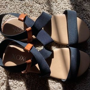 XOXO Black Strappy Sandals
